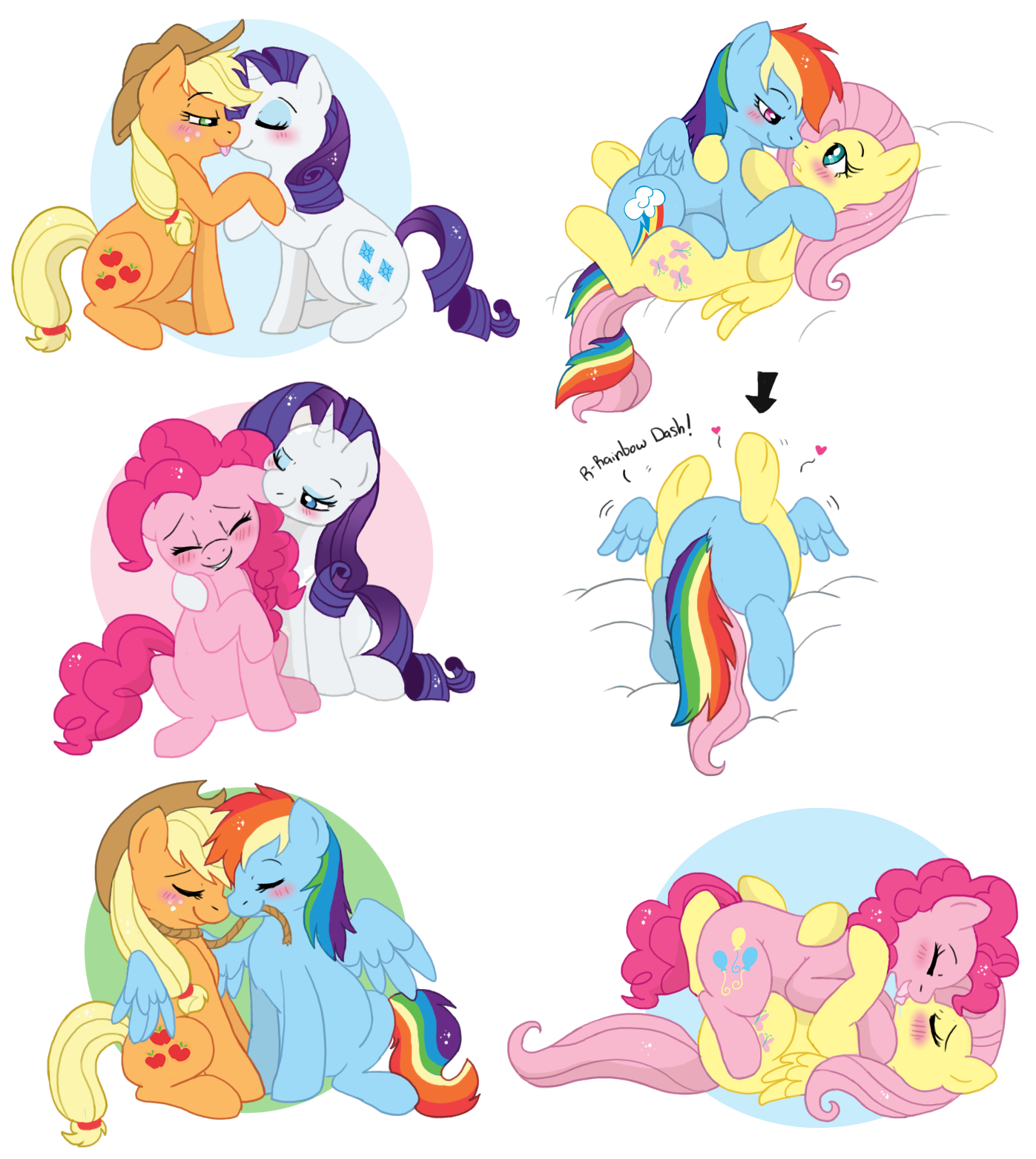 my little pony applejack and rainbow dash kiss