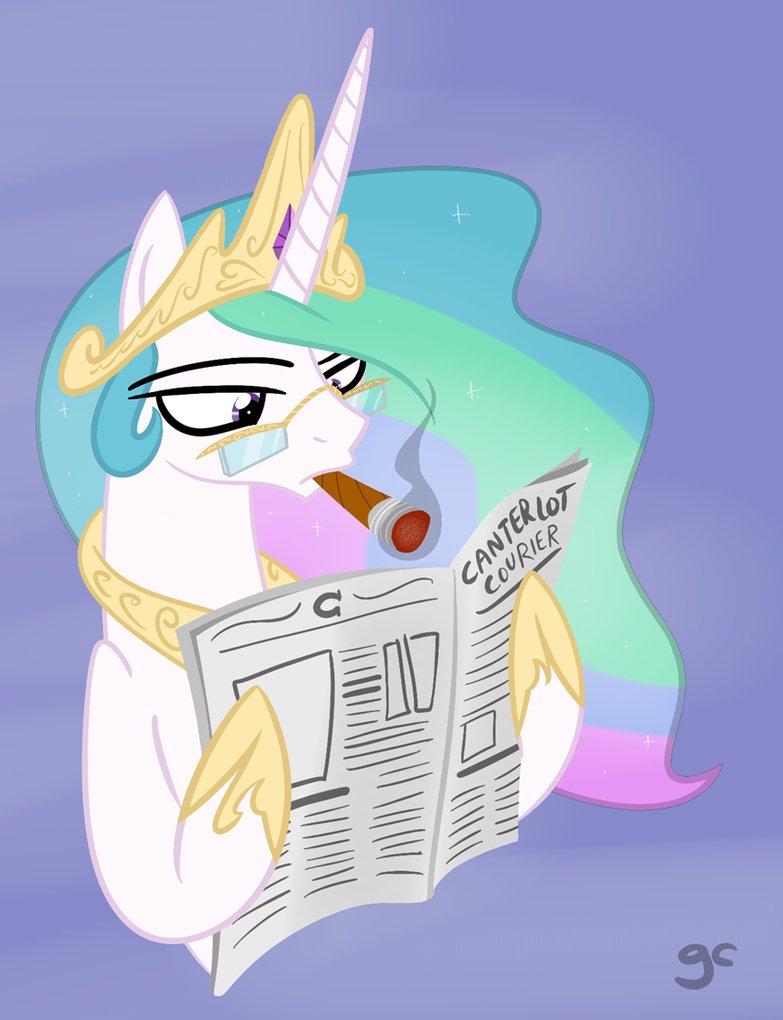 princess_celestia_reading_a_newspaper_by