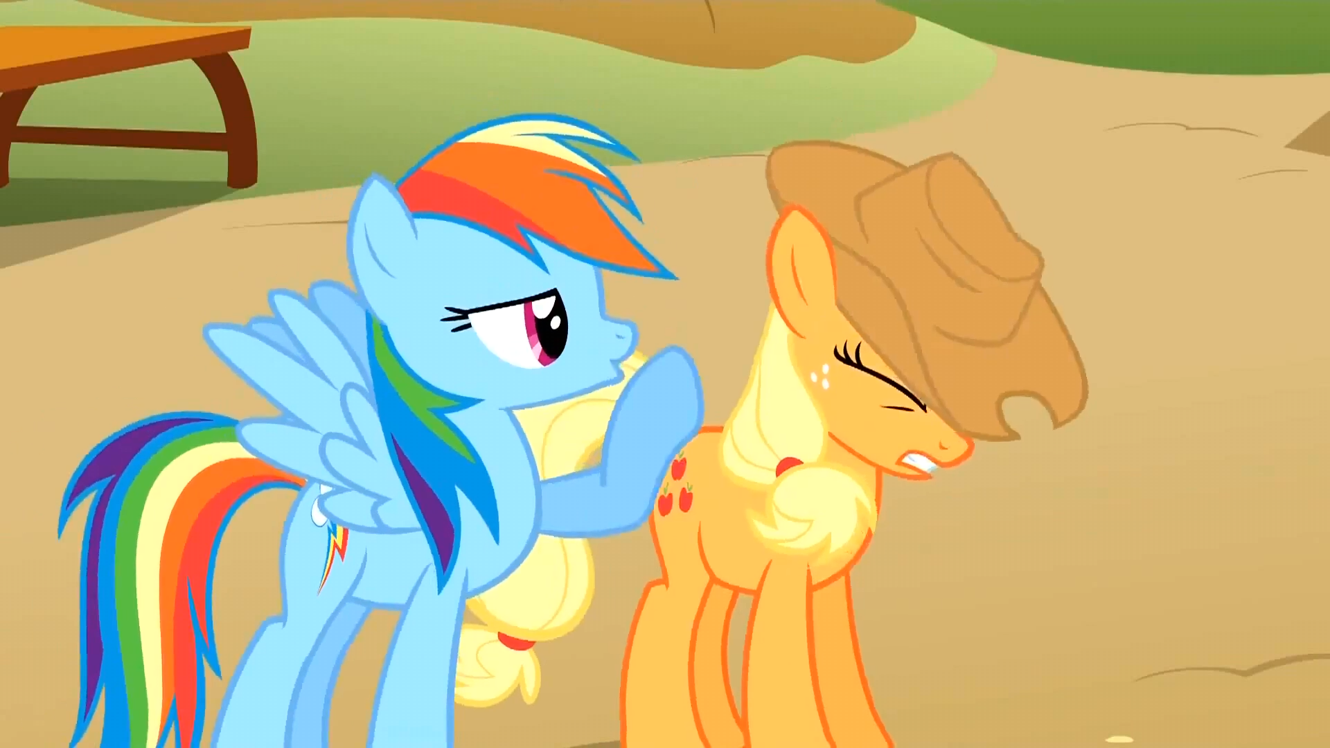 Rainbow_Dash_and_Applejack_competing_S1E