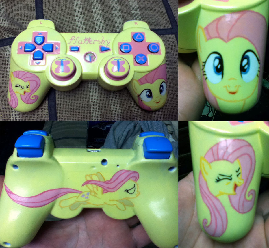 hand_painted_fluttershy_controller_by_mi