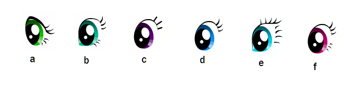 Answer which pony you associate with each eye at first glance. 