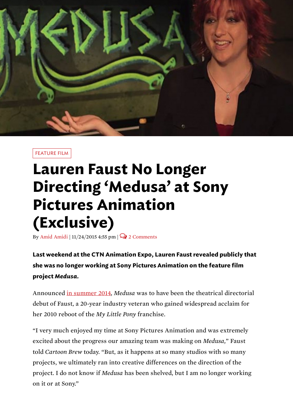 Lauren Faust no longer directs Medusa - Media Discussion - MLP Forums