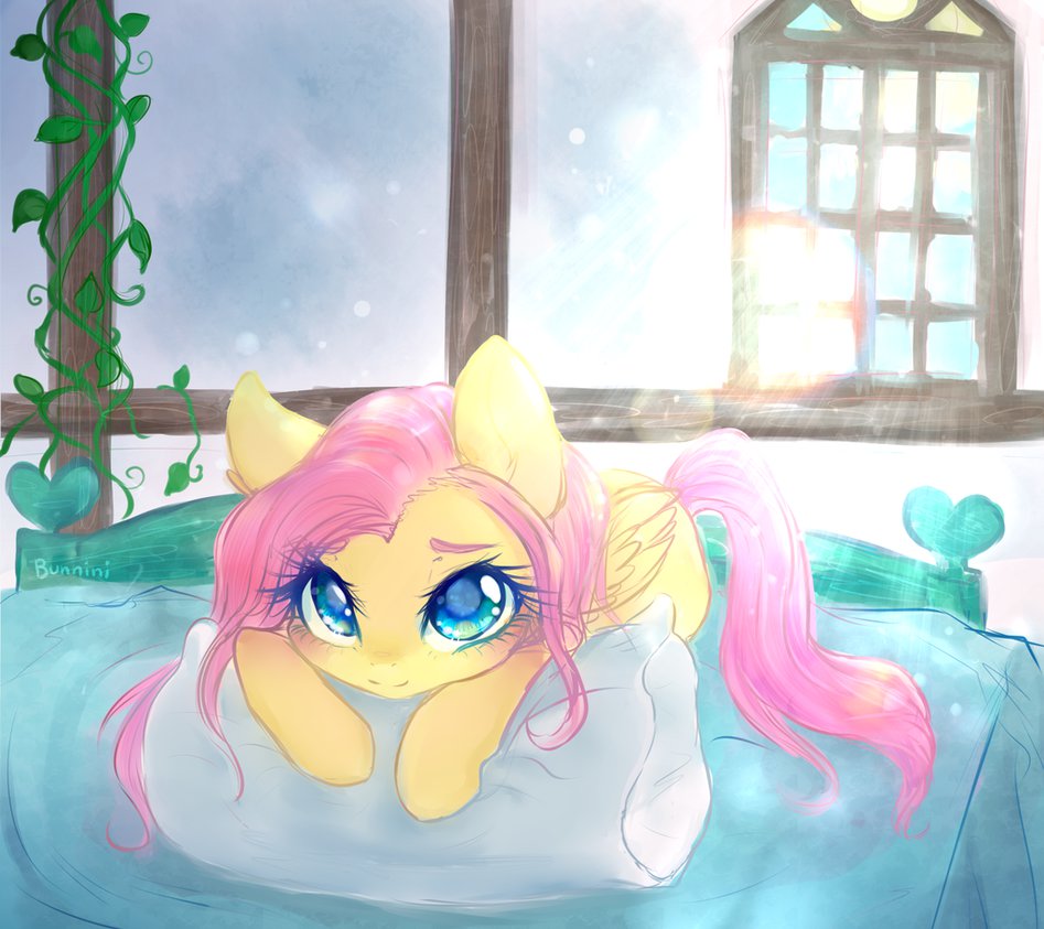 morning_fluttershy_by_bunniniart-d7nw9sy